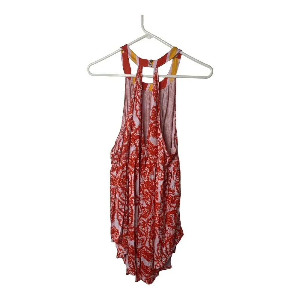 NEW Free People Knit Swing Tunic Top Sz. L Lavender Combo Floral Sleeveless